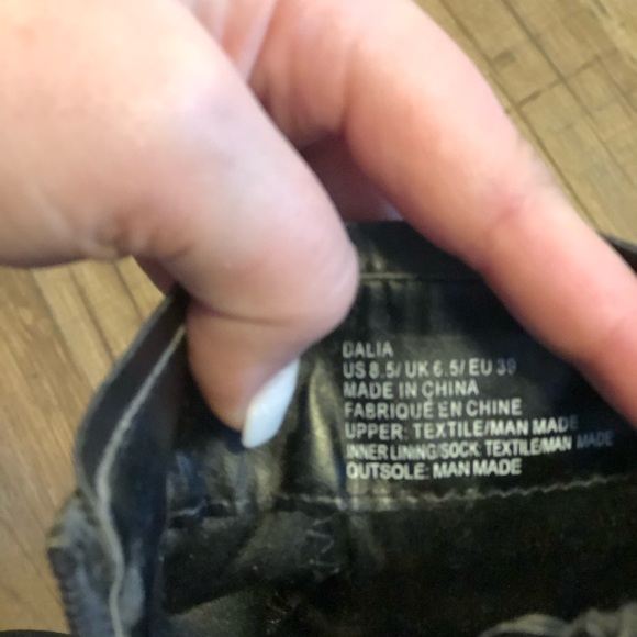 Black Faux Suede & Leather Quilted Heel Booties - Picture 6 of 6